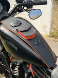 Handmade Leather Tank Bib for Harley-Davidson Sportster 883 – Utility Pocket &amp; Contrast Stitching