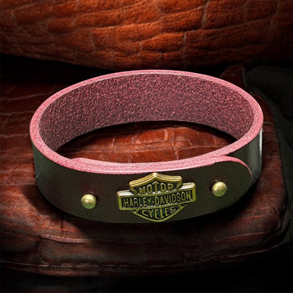 Handmade Biker Leather Bracelet – Full Grain Italian Leather | UK Delivery £2.99 or Free Over £30