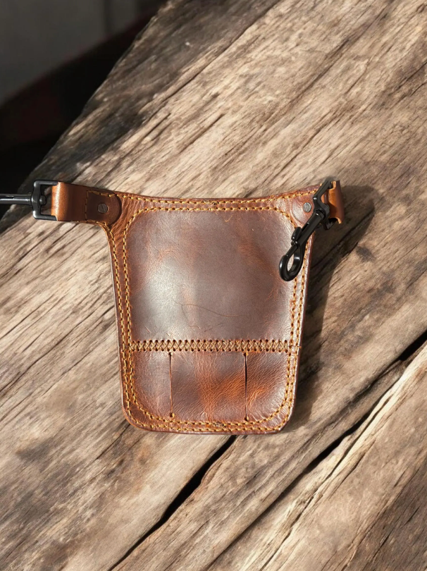 Handcrafted Bikers Leather Leg bag, Hip bag