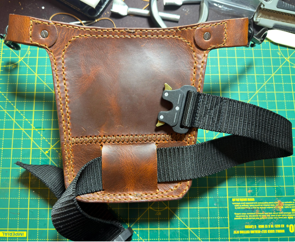 Handcrafted Bikers Leather Leg bag, Hip bag