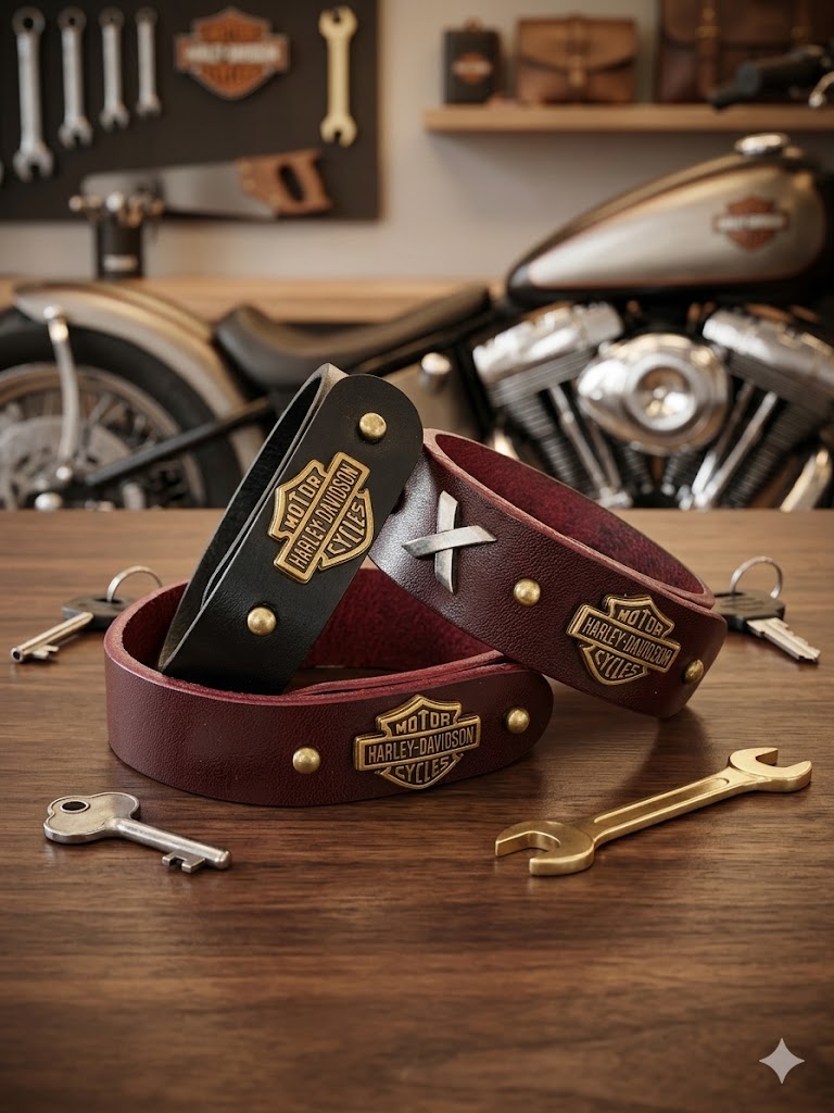 Handmade Biker Leather Bracelet – Full Grain Italian Leather | UK Delivery £2.99 or Free Over £30