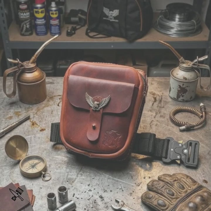 Handmade Leather Biker Leg Bag – Motorcycle Hip Bag Full Grain